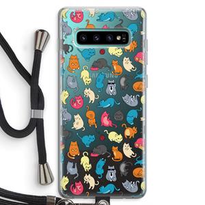 CaseCompany Kleurrijke katten: Samsung Galaxy S10 Plus Transparant Hoesje met koord