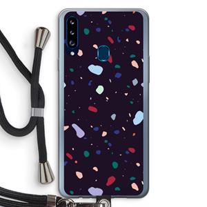 CaseCompany Dark Rounded Terrazzo: Samsung Galaxy A20s Transparant Hoesje met koord