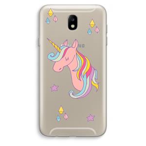 CaseCompany Roze eenhoorn: Samsung Galaxy J7 (2017) Transparant Hoesje