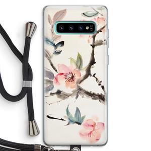 CaseCompany Japanse bloemen: Samsung Galaxy S10 Plus Transparant Hoesje met koord