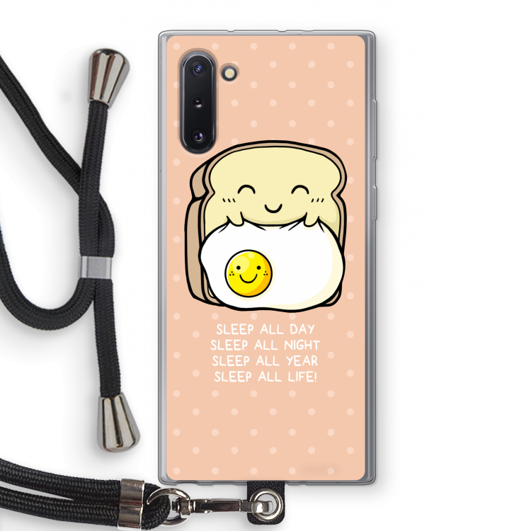 CaseCompany Sleep All Day: Samsung Galaxy Note 10 Transparant Hoesje met koord