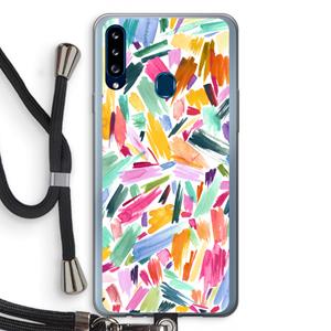 CaseCompany Watercolor Brushstrokes: Samsung Galaxy A20s Transparant Hoesje met koord