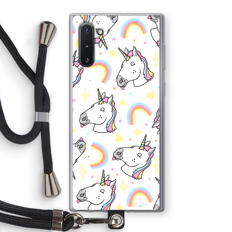 CaseCompany Rainbow Unicorn: Samsung Galaxy Note 10 Transparant Hoesje met koord