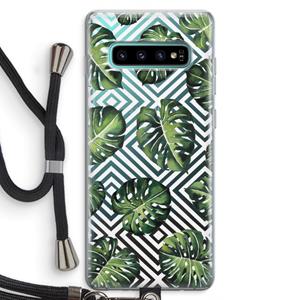 CaseCompany Geometrische jungle: Samsung Galaxy S10 Plus Transparant Hoesje met koord