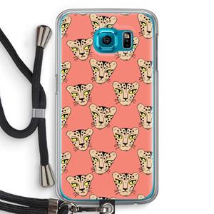 CaseCompany Tijger: Samsung Galaxy S6 Transparant Hoesje met koord