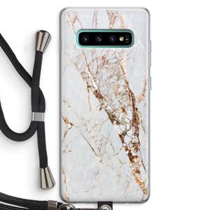 CaseCompany Goud marmer: Samsung Galaxy S10 Plus Transparant Hoesje met koord