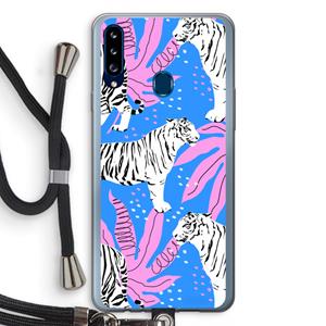 CaseCompany Tijger: Samsung Galaxy A20s Transparant Hoesje met koord