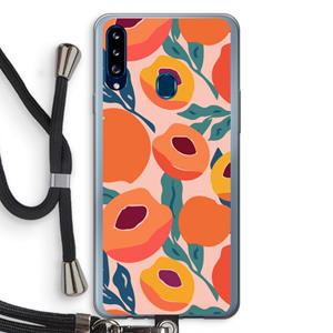 CaseCompany Perzik: Samsung Galaxy A20s Transparant Hoesje met koord