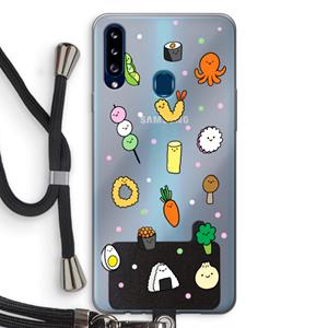 CaseCompany Happy bento friends: Samsung Galaxy A20s Transparant Hoesje met koord