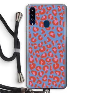 CaseCompany Leopard blue: Samsung Galaxy A20s Transparant Hoesje met koord