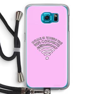 CaseCompany Home Is Where The Wifi Is: Samsung Galaxy S6 Transparant Hoesje met koord