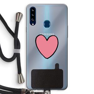 CaseCompany Hartje: Samsung Galaxy A20s Transparant Hoesje met koord