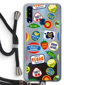CaseCompany Fruitsticker: Samsung Galaxy A20s Transparant Hoesje met koord
