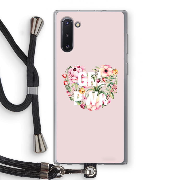 CaseCompany GRL PWR Flower: Samsung Galaxy Note 10 Transparant Hoesje met koord