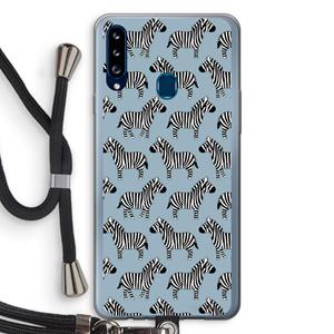 CaseCompany Zebra: Samsung Galaxy A20s Transparant Hoesje met koord