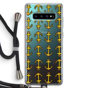 CaseCompany Musketon Anchor: Samsung Galaxy S10 Plus Transparant Hoesje met koord