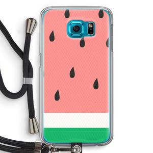 CaseCompany Watermeloen: Samsung Galaxy S6 Transparant Hoesje met koord