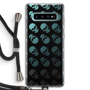 CaseCompany Musketon Skulls: Samsung Galaxy S10 Plus Transparant Hoesje met koord