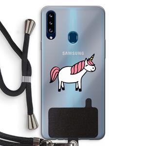 CaseCompany Eenhoorn: Samsung Galaxy A20s Transparant Hoesje met koord
