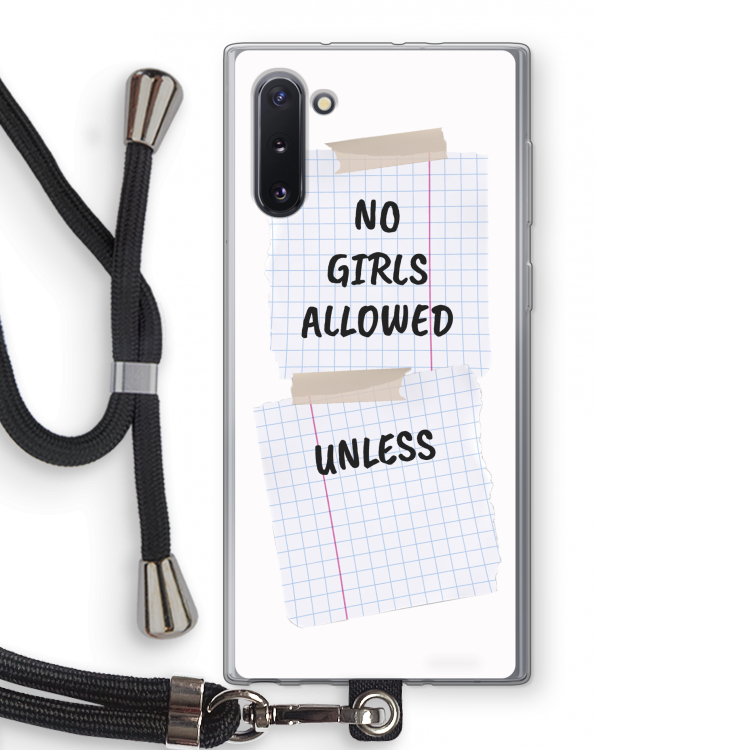 CaseCompany No Girls Allowed Unless: Samsung Galaxy Note 10 Transparant Hoesje met koord