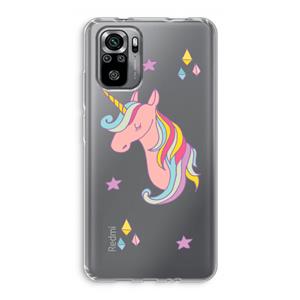 CaseCompany Roze eenhoorn: Xiaomi Redmi Note 10S Transparant Hoesje