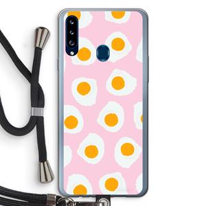 CaseCompany Dancing eggs: Samsung Galaxy A20s Transparant Hoesje met koord