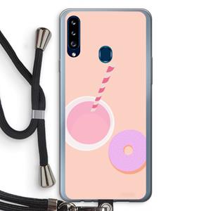 CaseCompany Donut: Samsung Galaxy A20s Transparant Hoesje met koord