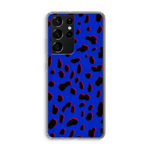 CaseCompany Blue Leopard: Samsung Galaxy S21 Ultra Transparant Hoesje