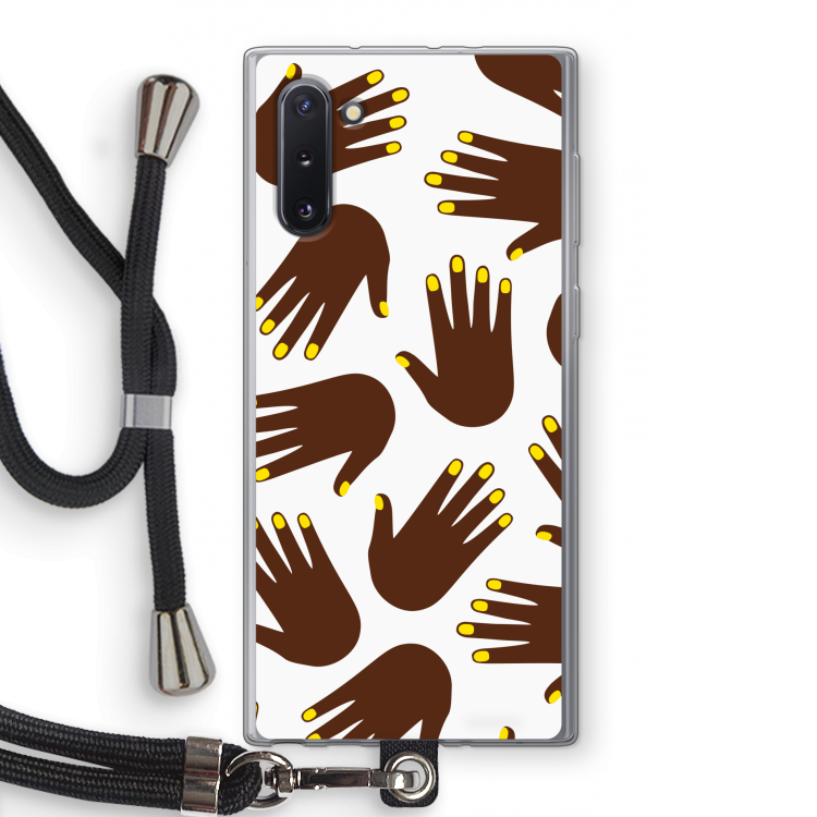 CaseCompany Hands dark: Samsung Galaxy Note 10 Transparant Hoesje met koord