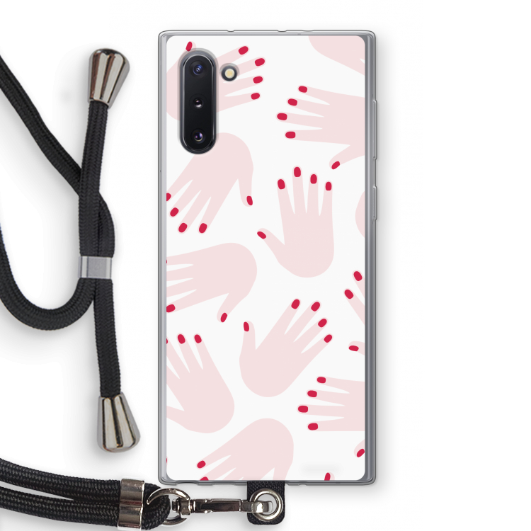CaseCompany Hands pink: Samsung Galaxy Note 10 Transparant Hoesje met koord