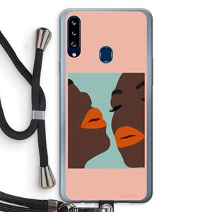 CaseCompany Orange lips: Samsung Galaxy A20s Transparant Hoesje met koord