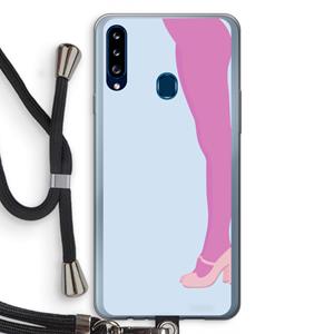 CaseCompany Pink panty: Samsung Galaxy A20s Transparant Hoesje met koord