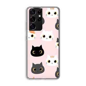 CaseCompany Katten: Samsung Galaxy S21 Ultra Transparant Hoesje