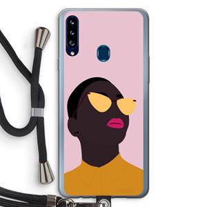 CaseCompany Yellow glasses: Samsung Galaxy A20s Transparant Hoesje met koord