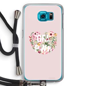 CaseCompany GRL PWR Flower: Samsung Galaxy S6 Transparant Hoesje met koord