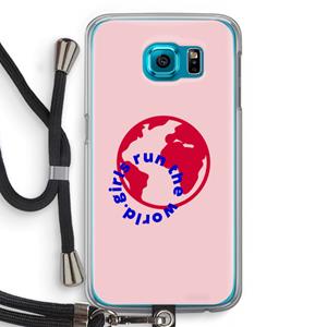 CaseCompany Run The World: Samsung Galaxy S6 Transparant Hoesje met koord
