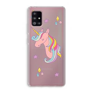 CaseCompany Roze eenhoorn: Samsung Galaxy A51 5G Transparant Hoesje