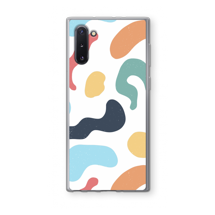 CaseCompany Memphis Shapes Blue: Samsung Galaxy Note 10 Transparant Hoesje