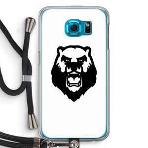 CaseCompany Angry Bear (white): Samsung Galaxy S6 Transparant Hoesje met koord