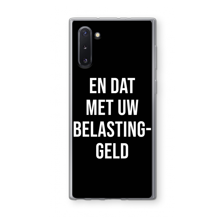 CaseCompany Belastinggeld - Zwart: Samsung Galaxy Note 10 Transparant Hoesje