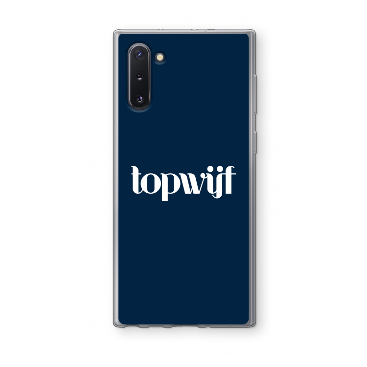 CaseCompany Topwijf Navy: Samsung Galaxy Note 10 Transparant Hoesje