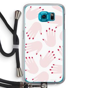 CaseCompany Hands pink: Samsung Galaxy S6 Transparant Hoesje met koord
