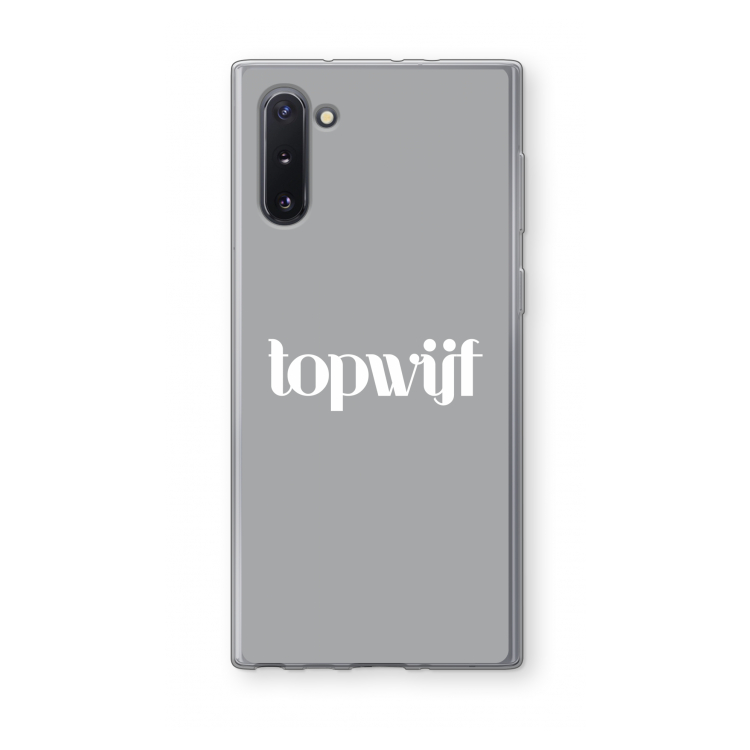 CaseCompany Topwijf Grijs Wit: Samsung Galaxy Note 10 Transparant Hoesje