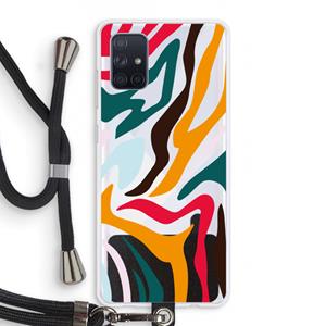 CaseCompany Colored Zebra: Samsung Galaxy A71 Transparant Hoesje met koord