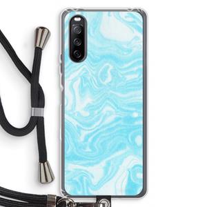 CaseCompany Waterverf blauw: Sony Sony Xperia 10 III Transparant Hoesje met koord