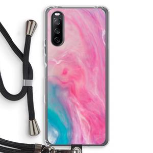 CaseCompany Roze explosie: Sony Sony Xperia 10 III Transparant Hoesje met koord