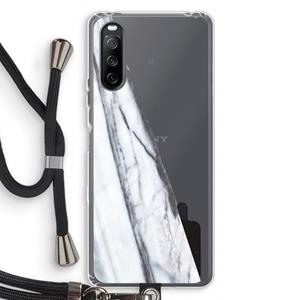 CaseCompany Gestreepte marmer: Sony Sony Xperia 10 III Transparant Hoesje met koord