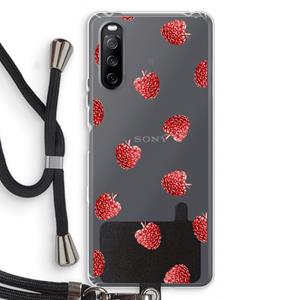 CaseCompany Framboosjes: Sony Sony Xperia 10 III Transparant Hoesje met koord