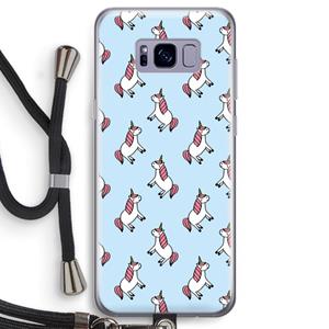 CaseCompany Eenhoorns overal: Samsung Galaxy S8 Transparant Hoesje met koord