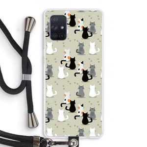 CaseCompany Katten: Samsung Galaxy A71 Transparant Hoesje met koord